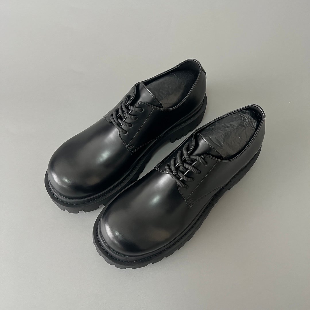 AuroraCustom Balenciaga Sergent Series Semi-Gloss Calfskin Leather Statement Derby Shoes (Men's Edition) - Image 8