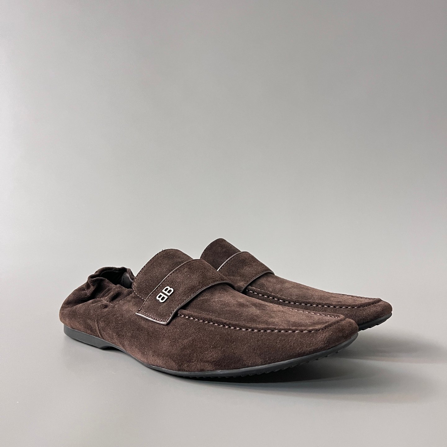 AuroraCustom Balenciaga Palermo Series Premium Coffee Brown Suede BB-Hardware Babouche Loafers (Men's Edition) - Image 3