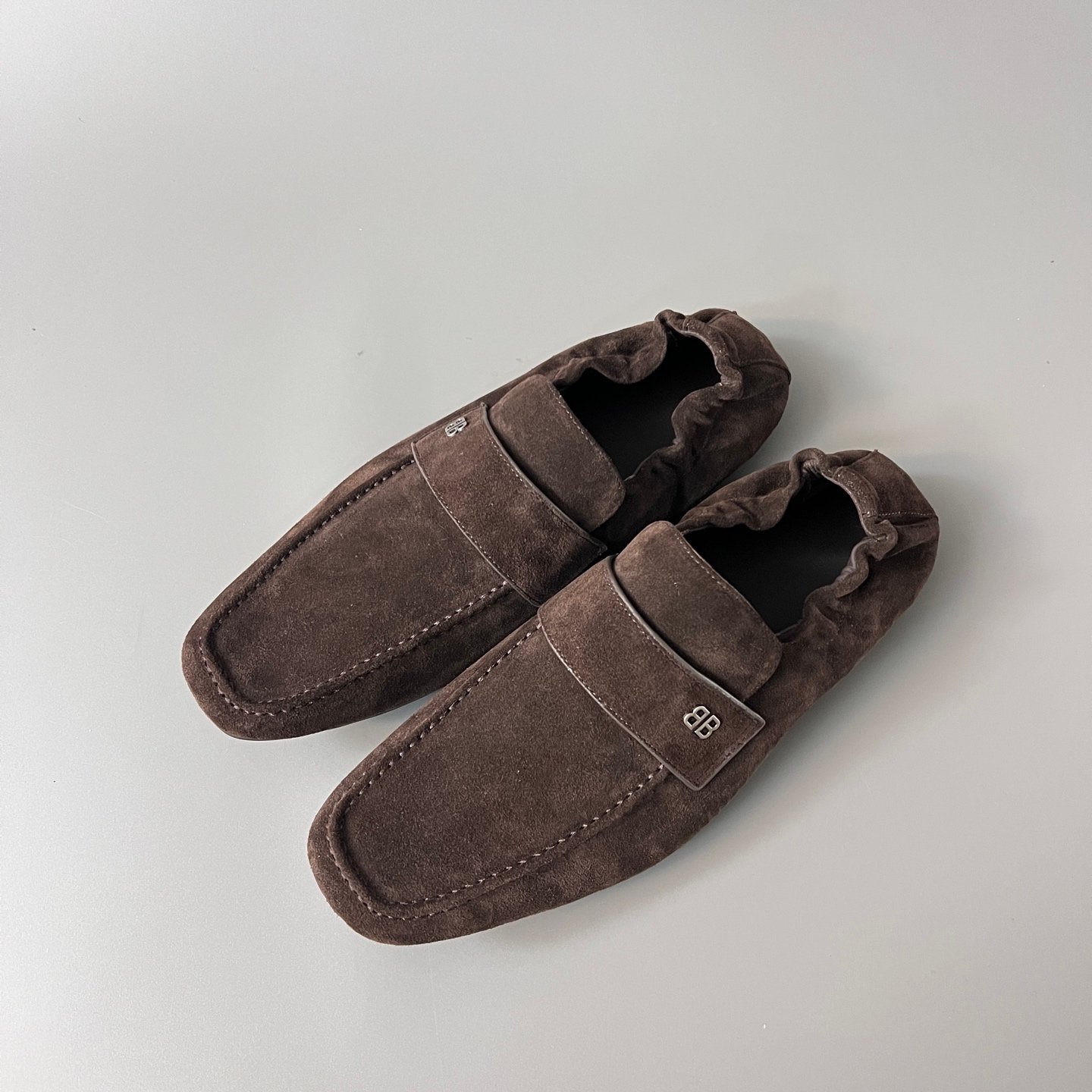 AuroraCustom Balenciaga Palermo Series Premium Coffee Brown Suede BB-Hardware Babouche Loafers (Men's Edition) - Image 8