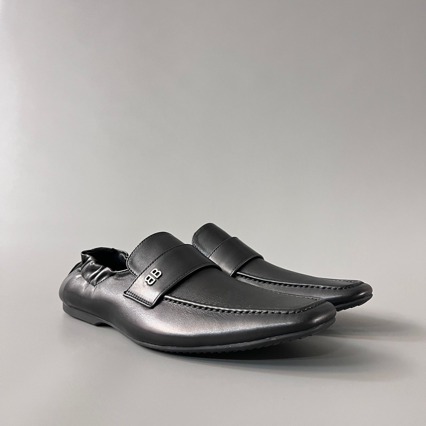 AuroraCustom Balenciaga Palermo Series Supple Goatskin Square-Toe BB-Hardware Babouche Loafers (Men's Edition) - Image 3