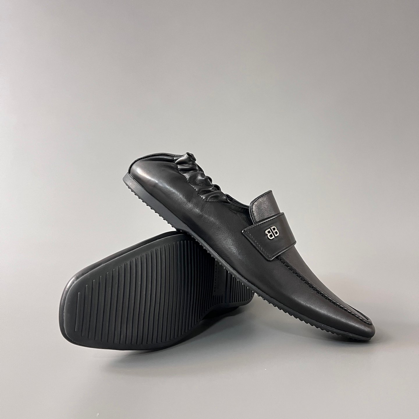 AuroraCustom Balenciaga Palermo Series Supple Goatskin Square-Toe BB-Hardware Babouche Loafers (Men's Edition) - Image 7