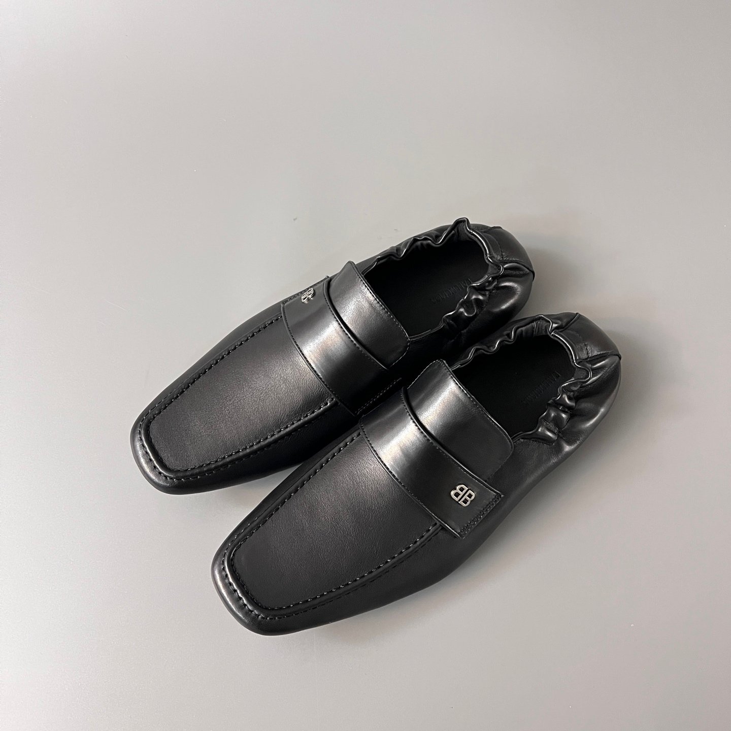 AuroraCustom Balenciaga Palermo Series Supple Goatskin Square-Toe BB-Hardware Babouche Loafers (Men's Edition) - Image 8