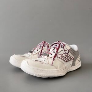 AuroraCustom Balenciaga Hamptons Series Vintage White & Slate Grey with Red Script Lifestyle Sneaker (Unisex Edition)