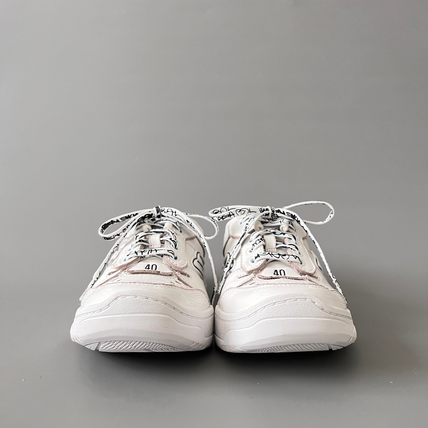AuroraCustom Balenciaga Hamptons Series Pristine White & Black Script Lifestyle Sneaker (Unisex Edition) - Image 2