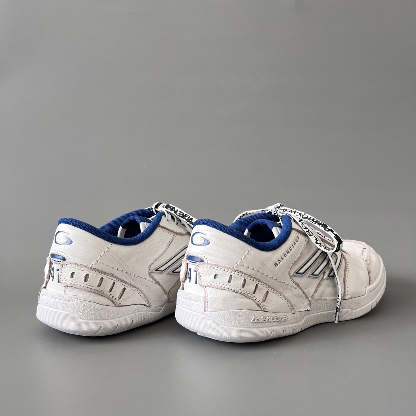 AuroraCustom Balenciaga Hamptons Series Pristine White & Royal Blue Lifestyle Sneaker (Unisex Edition) - Image 4