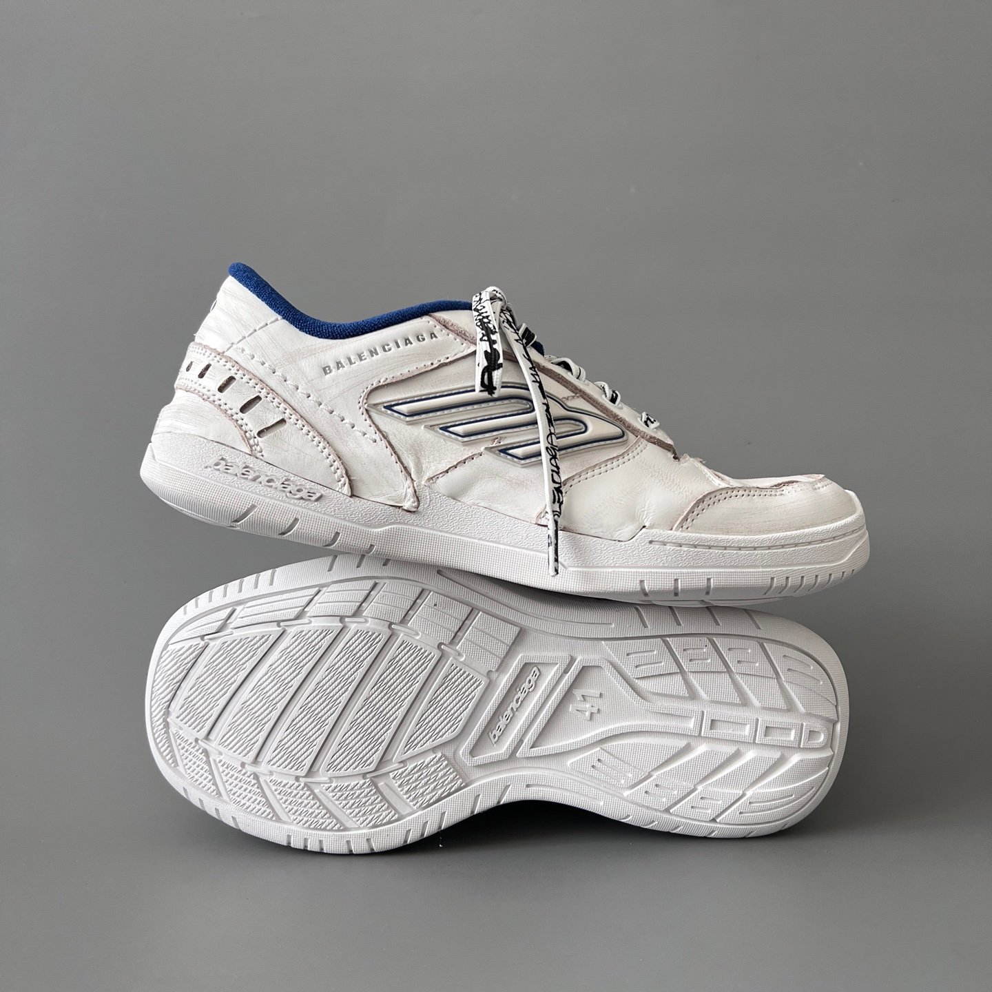 AuroraCustom Balenciaga Hamptons Series Pristine White & Royal Blue Lifestyle Sneaker (Unisex Edition) - Image 6