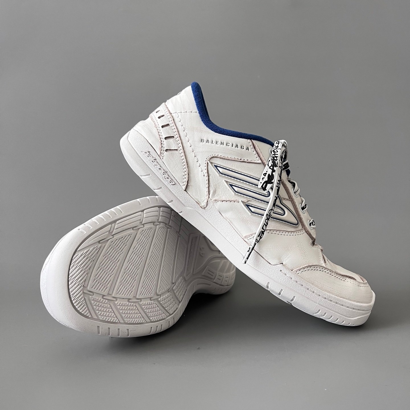 AuroraCustom Balenciaga Hamptons Series Pristine White & Royal Blue Lifestyle Sneaker (Unisex Edition) - Image 7
