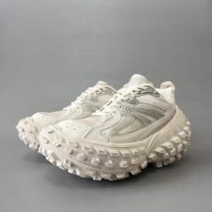AuroraCustom Balenciaga Defender Series Alabaster White & Light Slate Gray Avant-Garde Luxury Heavy-Platform Tyre Sneakers (Unisex Edition)