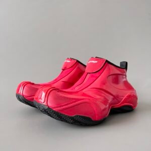 AuroraCustom Balenciaga Basketball Series Crimson Flare Avant-Garde Luxury Zippered Mid-Top Sneaker (Men's Edition)