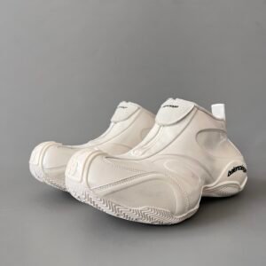 AuroraCustom Balenciaga Basketball Series Off-White Ivory Avant-Garde Luxury Zippered Mid-Top Sneaker (Men's Edition)