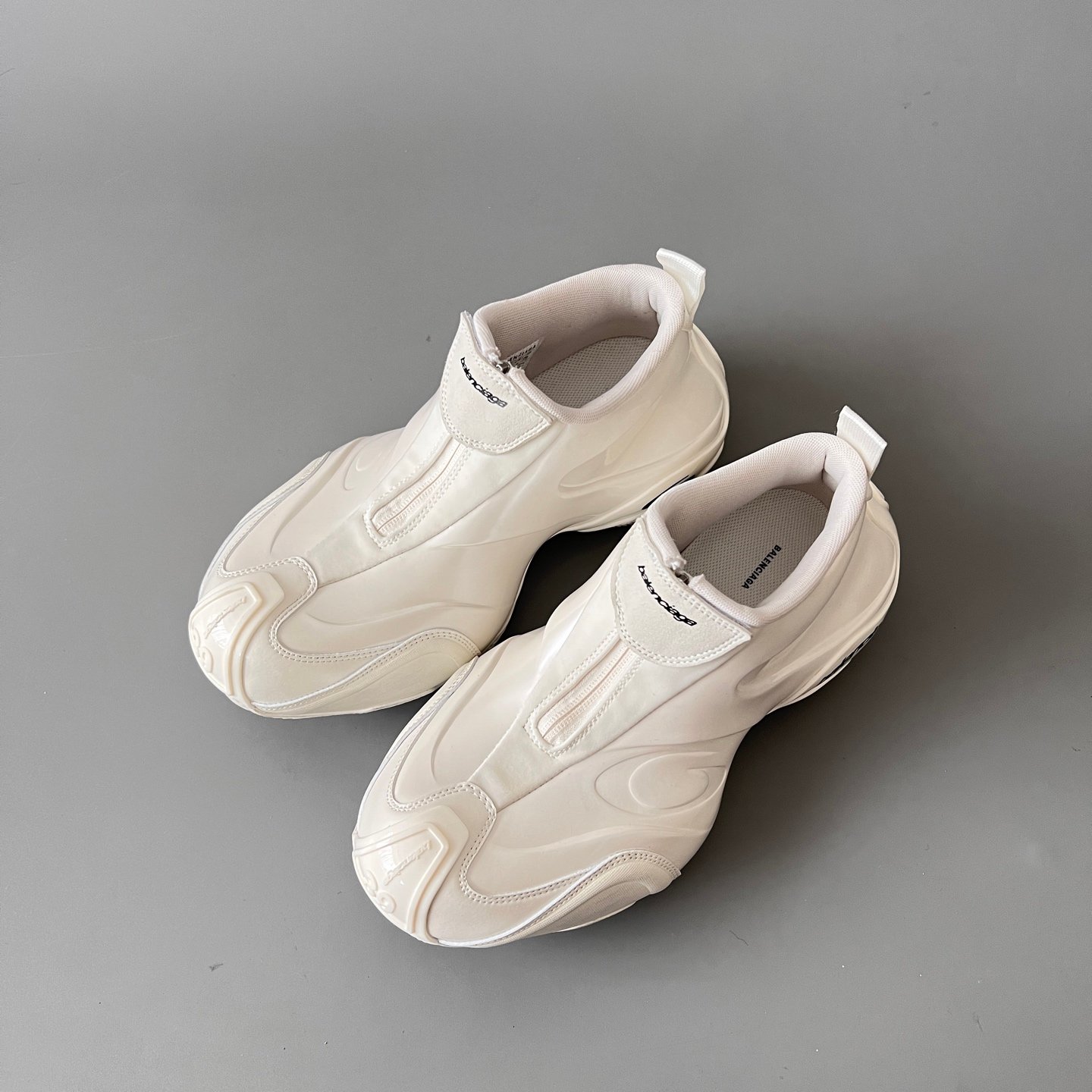 AuroraCustom Balenciaga Basketball Series Off-White Ivory Avant-Garde Luxury Zippered Mid-Top Sneaker (Men's Edition) - Image 8