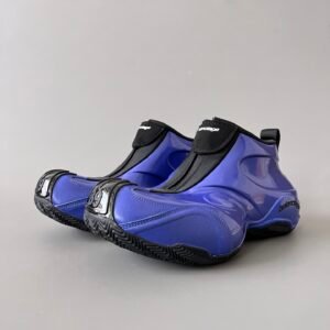 AuroraCustom Balenciaga Basketball Series Electric Cobalt Blue Avant-Garde Luxury Zippered Mid-Top Sneaker (Men's Edition)