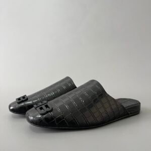 AuroraCustom Balenciaga Cozy Series Croc-Embossed Leather Flat Mule Sandals (Men's Edition)