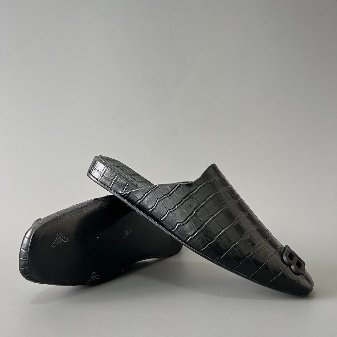 AuroraCustom Balenciaga Cozy Series Croc-Embossed Leather Flat Mule Sandals (Men's Edition) - Image 7
