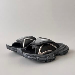AuroraCustom Balenciaga 3XL Series Full-Matte Black Tech-Weave Slide Sandals (Men's Edition)