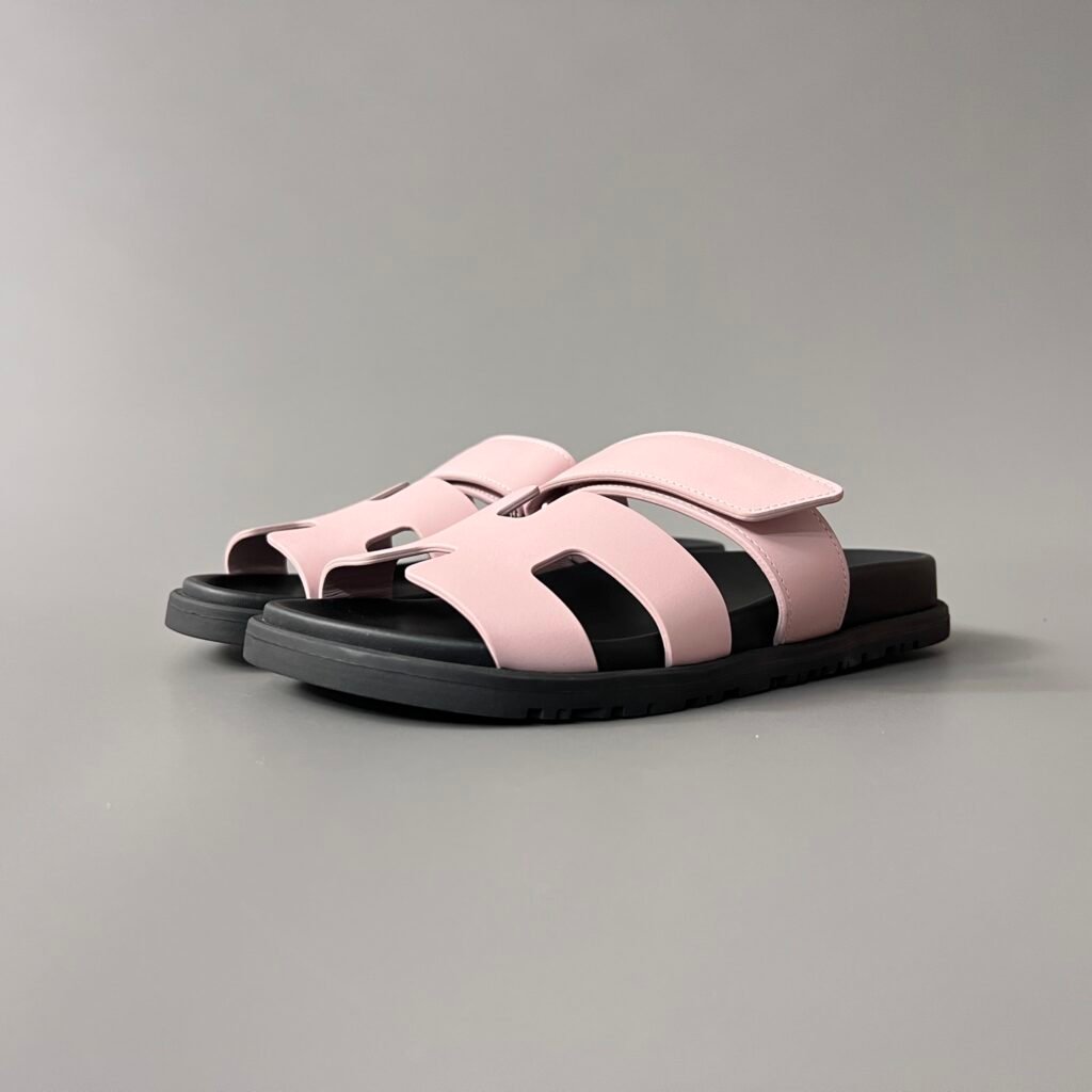 AuroraCustom Hermès Chypre Series Smooth Calfskin Technical Sandals (Blossom Sakura Pink & Stealth Black Edition)