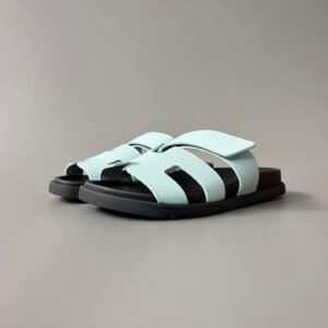 AuroraCustom Hermès Chypre Series Grained Epsom Leather Technical Sandals (Menthe Ice Light Blue & Stealth Black Edition)