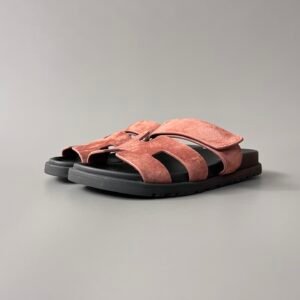 AuroraCustom Hermès Chypre Series Suede Technical Sandals (Terracotta Rose & Stealth Black Edition)