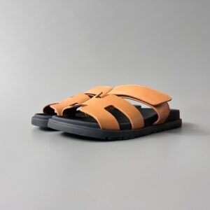 AuroraCustom Hermès Chypre Series Smooth Calfskin Technical Sandals (Classic Gold Tan & Stealth Black Edition)