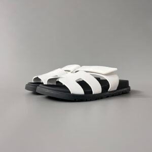 AuroraCustom Hermès Chypre Series Smooth Calfskin Technical Sandals (Pristine White & Stealth Black Edition)