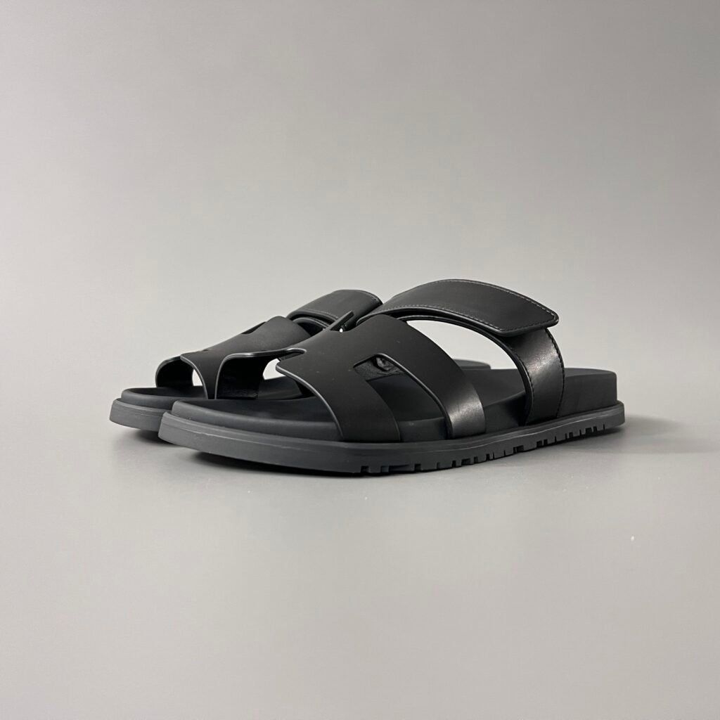 AuroraCustom Hermès Chypre Series Matte Calfskin Technical Sandals (Triple Stealth Black Edition)