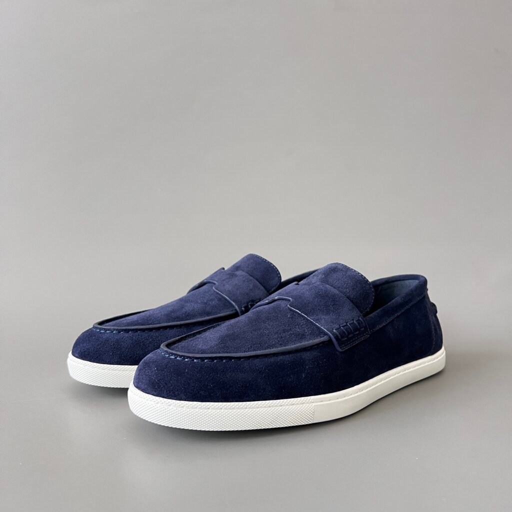 AuroraCustom Hermès Job Series Suede Loafers (Deep Marine Navy Suede & White TPU Sole Edition)