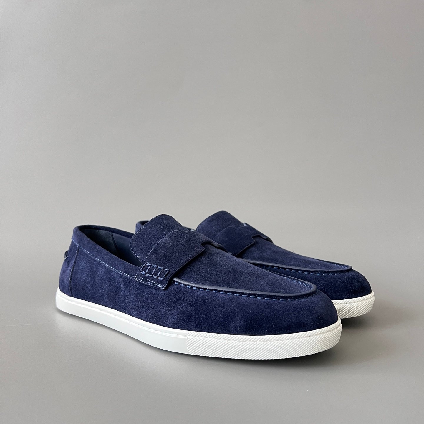AuroraCustom Hermès Job Series Suede Loafers (Deep Marine Navy Suede & White TPU Sole Edition) - Image 3