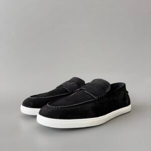 AuroraCustom Hermès Job Series Suede Loafers (Stealth Black Suede & White TPU Sole Edition)