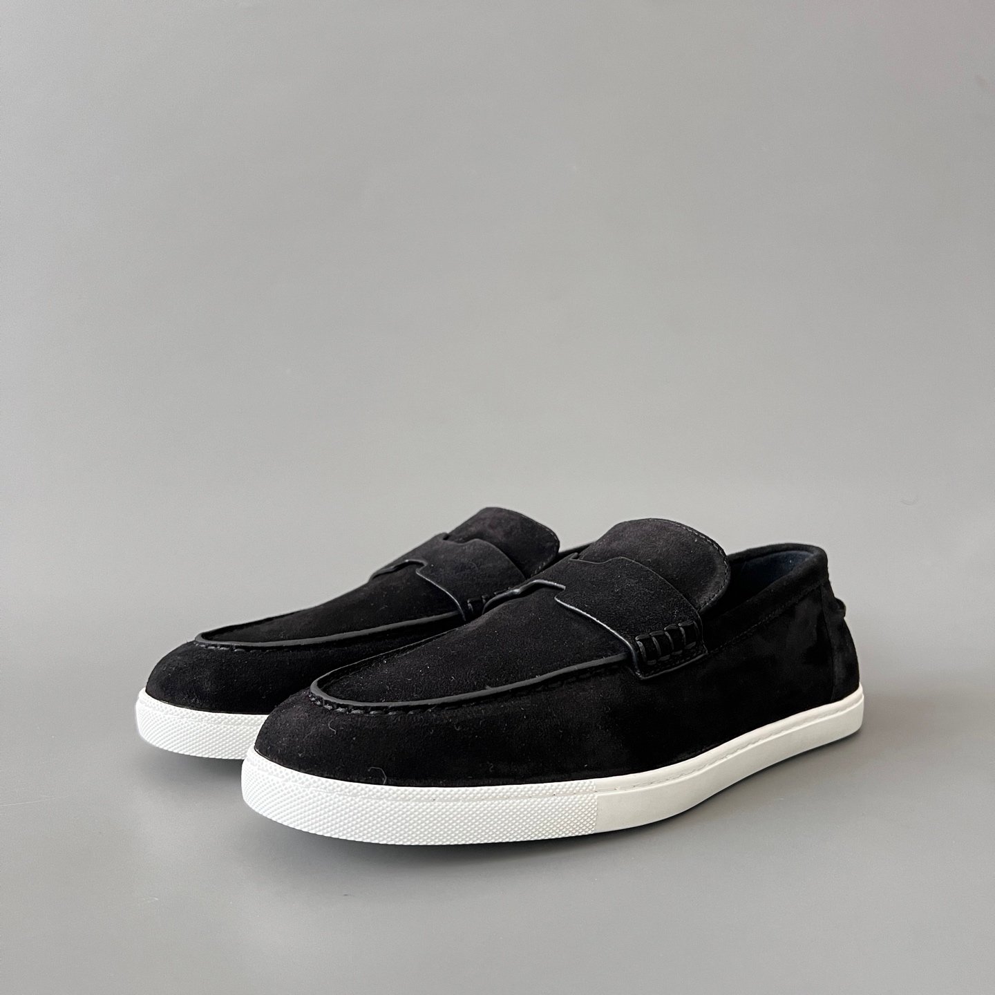 AuroraCustom Hermès Job Series Suede Loafers (Stealth Black Suede & White TPU Sole Edition)