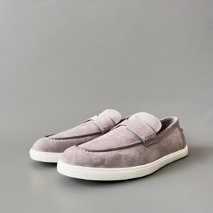 AuroraCustom Hermès Job Series Suede Loafers (Earthy Taupe Suede & White TPU Sole Edition)