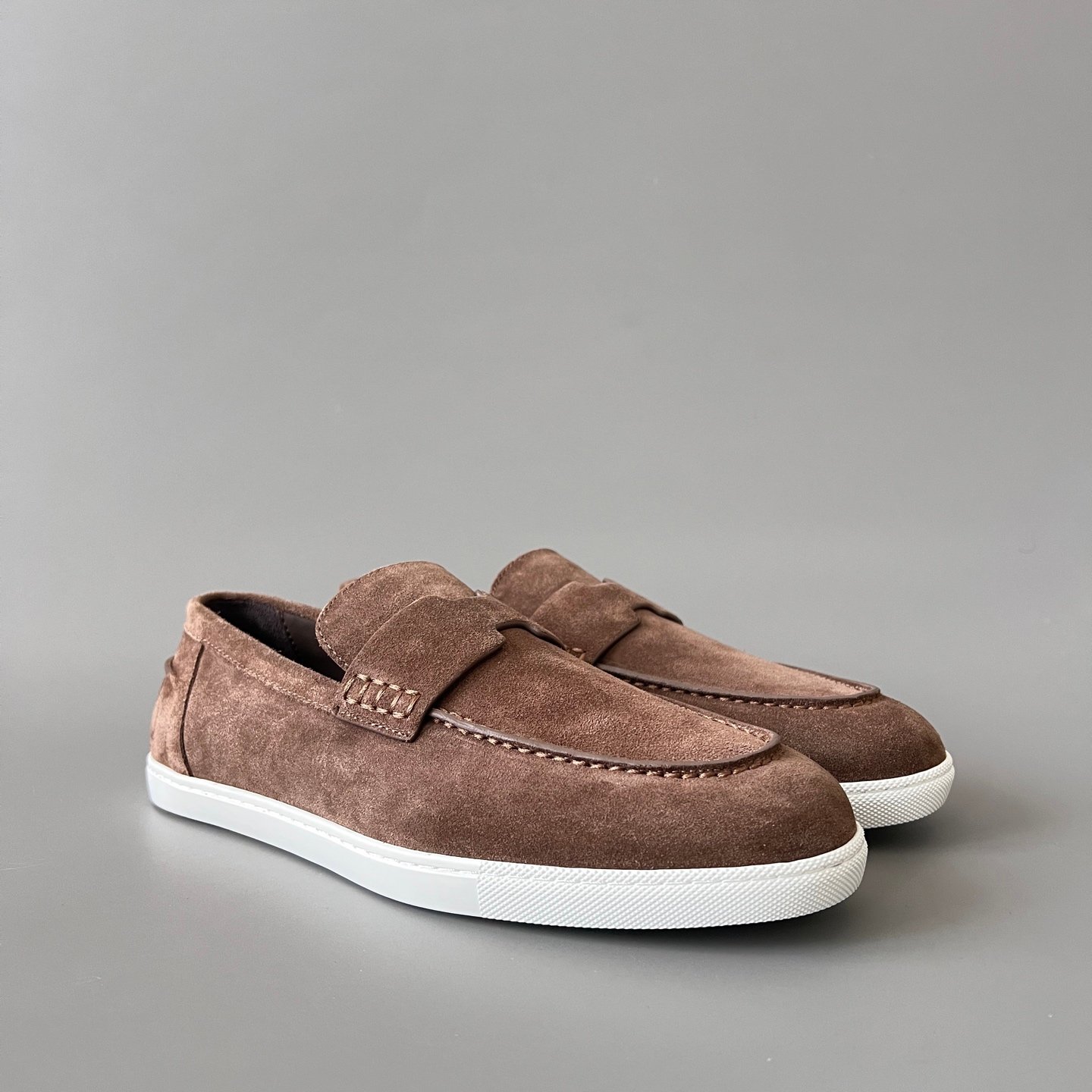 AuroraCustom Hermès Job Series Suede Loafers (Classic Chestnut Suede & White TPU Sole Edition) - Image 3