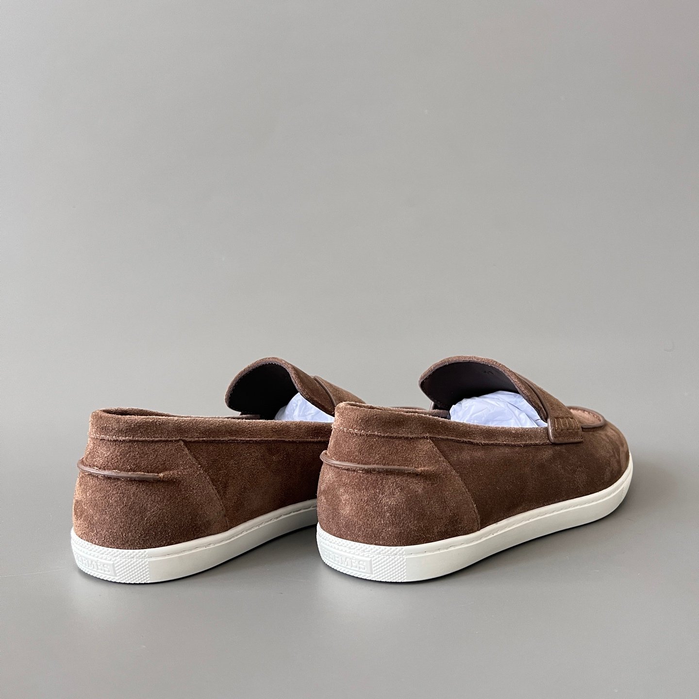 AuroraCustom Hermès Job Series Suede Loafers (Classic Chestnut Suede & White TPU Sole Edition) - Image 4