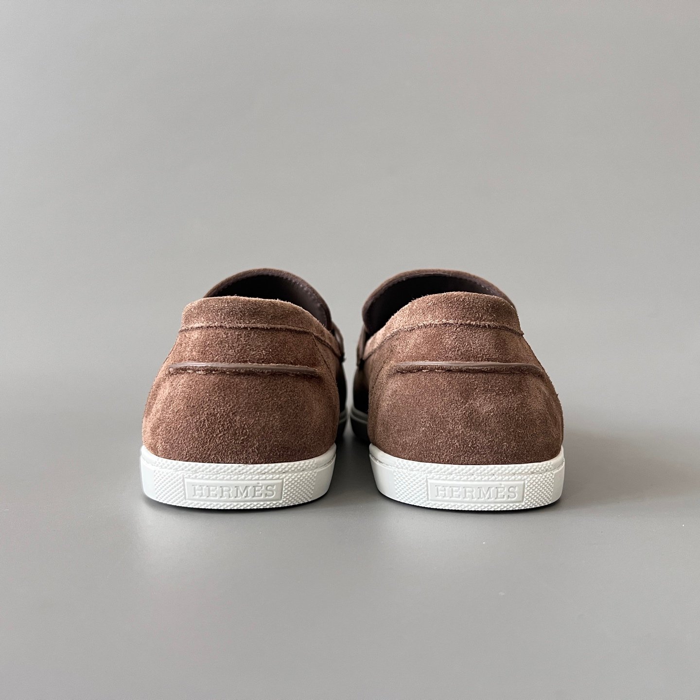 AuroraCustom Hermès Job Series Suede Loafers (Classic Chestnut Suede & White TPU Sole Edition) - Image 5