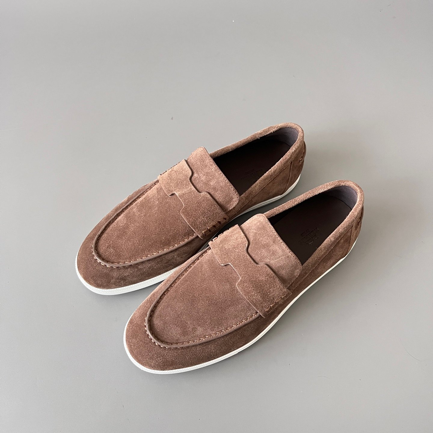 AuroraCustom Hermès Job Series Suede Loafers (Classic Chestnut Suede & White TPU Sole Edition) - Image 8