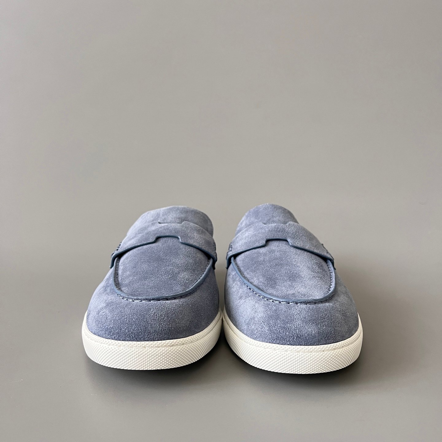 AuroraCustom Hermès Job Series Suede Loafers (Foggy Haze Blue Suede & White TPU Sole Edition) - Image 2