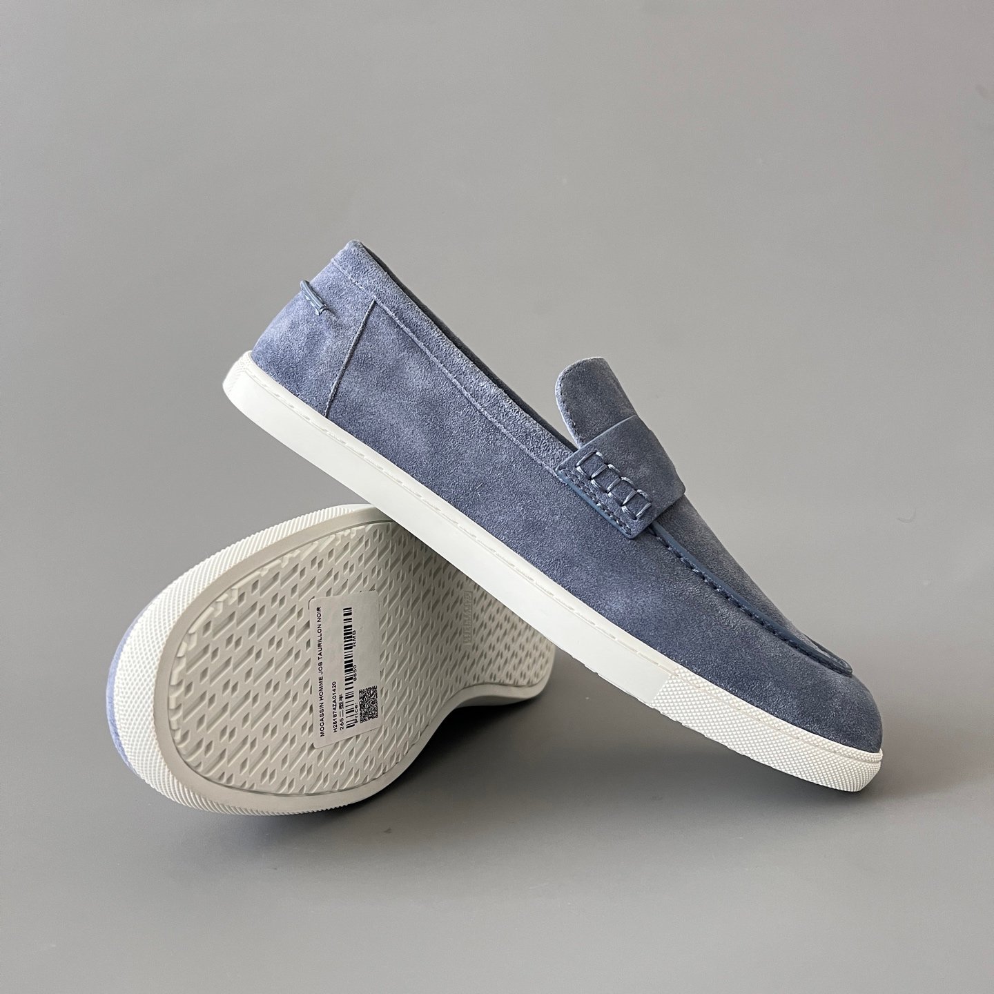 AuroraCustom Hermès Job Series Suede Loafers (Foggy Haze Blue Suede & White TPU Sole Edition) - Image 7