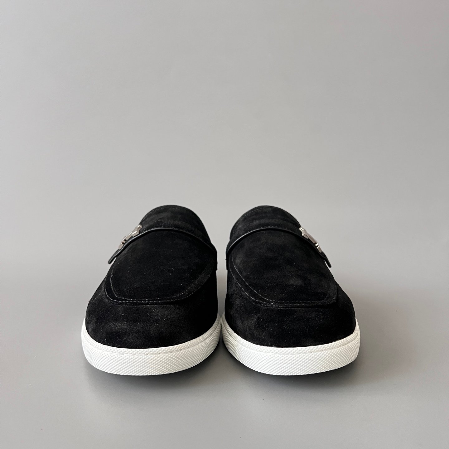 AuroraCustom Hermès Likely Series Suede Loafer Mules (Stealth Black Suede & Palladium Hardware Edition) - Image 2