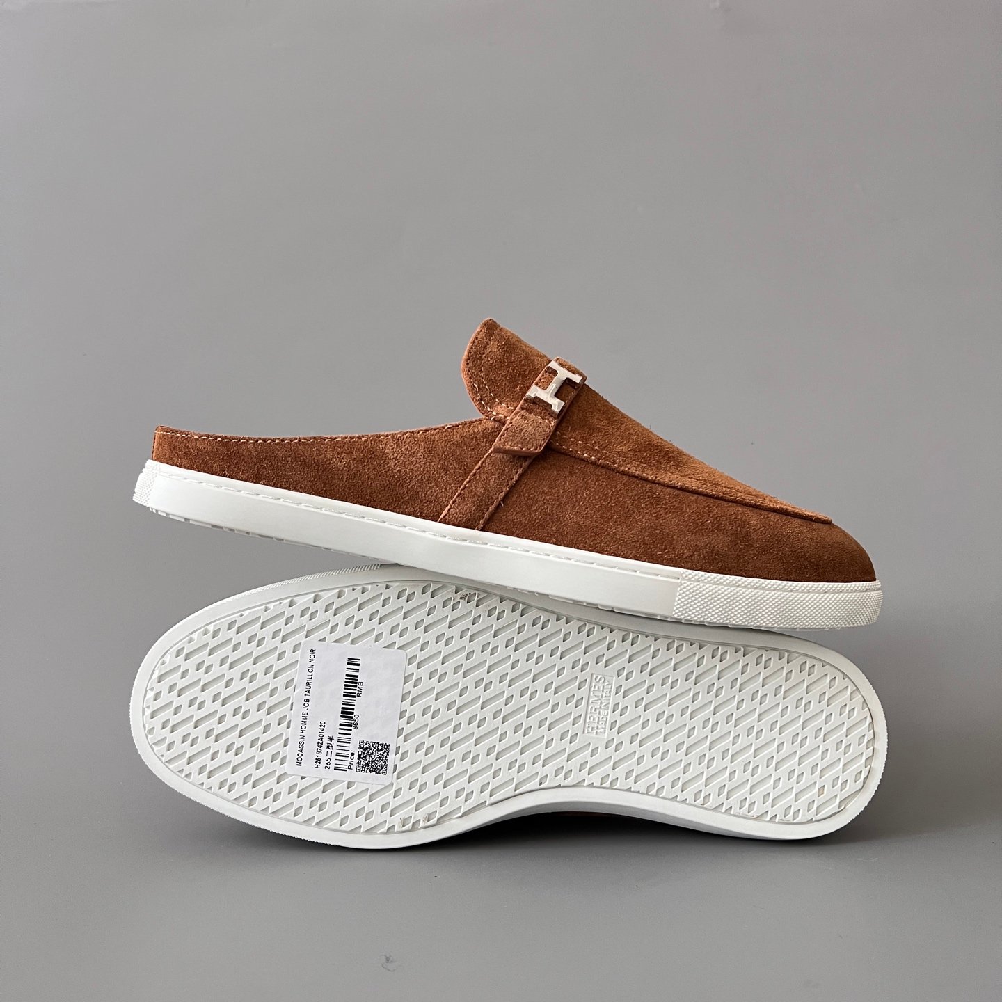 AuroraCustom Hermès Likely Series Suede Loafer Mules (Classic Chestnut Suede & Palladium Hardware Edition) - Image 6