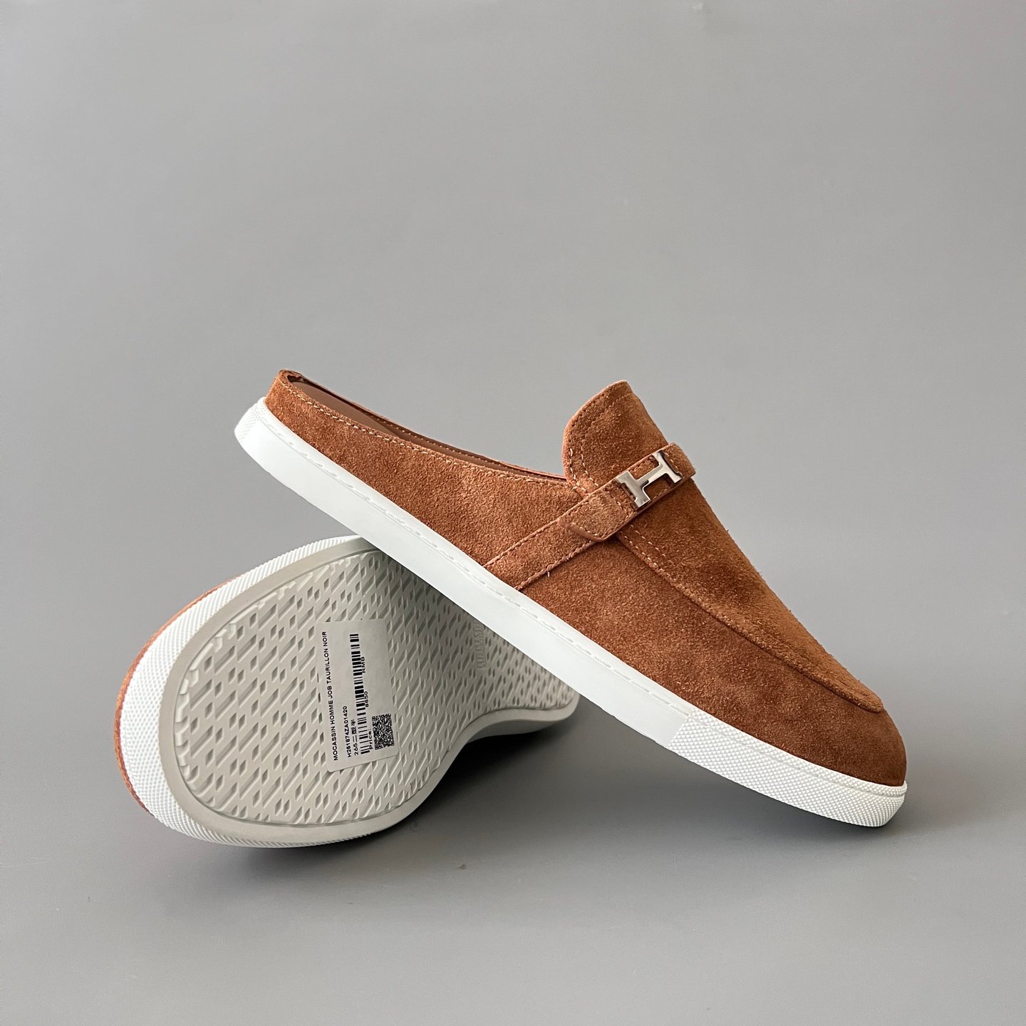 AuroraCustom Hermès Likely Series Suede Loafer Mules (Classic Chestnut Suede & Palladium Hardware Edition) - Image 7