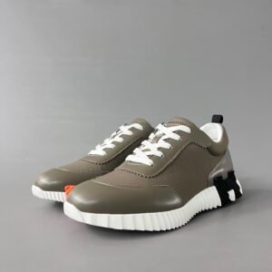 AuroraCustom Hermès Bouncing Series Leather & Technical Canvas Leisure Trainers (Olive Khaki, Bronze Canvas & Stealth Black Edition)