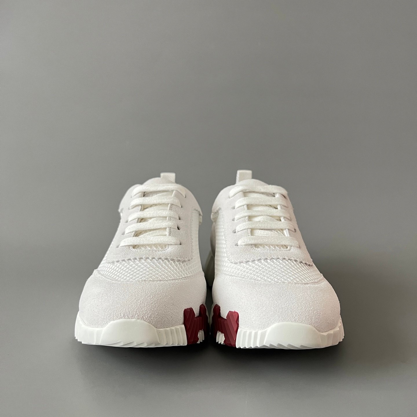 AuroraCustom Hermès Bouncing Series Leather & Technical Mesh Trainers (Off-White, Technical Grid & Caramel Brown Edition) - Image 2