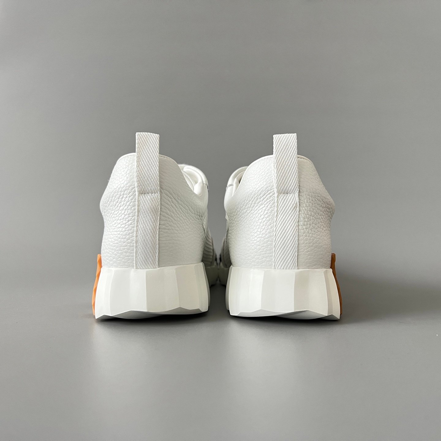 AuroraCustom Hermès Bouncing Series Grained Leather & Technical Open-Mesh Trainers (Pristine White & Caramel Brown Edition) - Image 5