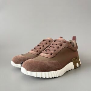 ·AuroraCustom Hermès Bouncing Series Leather & Suede Leisure Trainers (Earth Mocha & Khaki Bronze Edition)