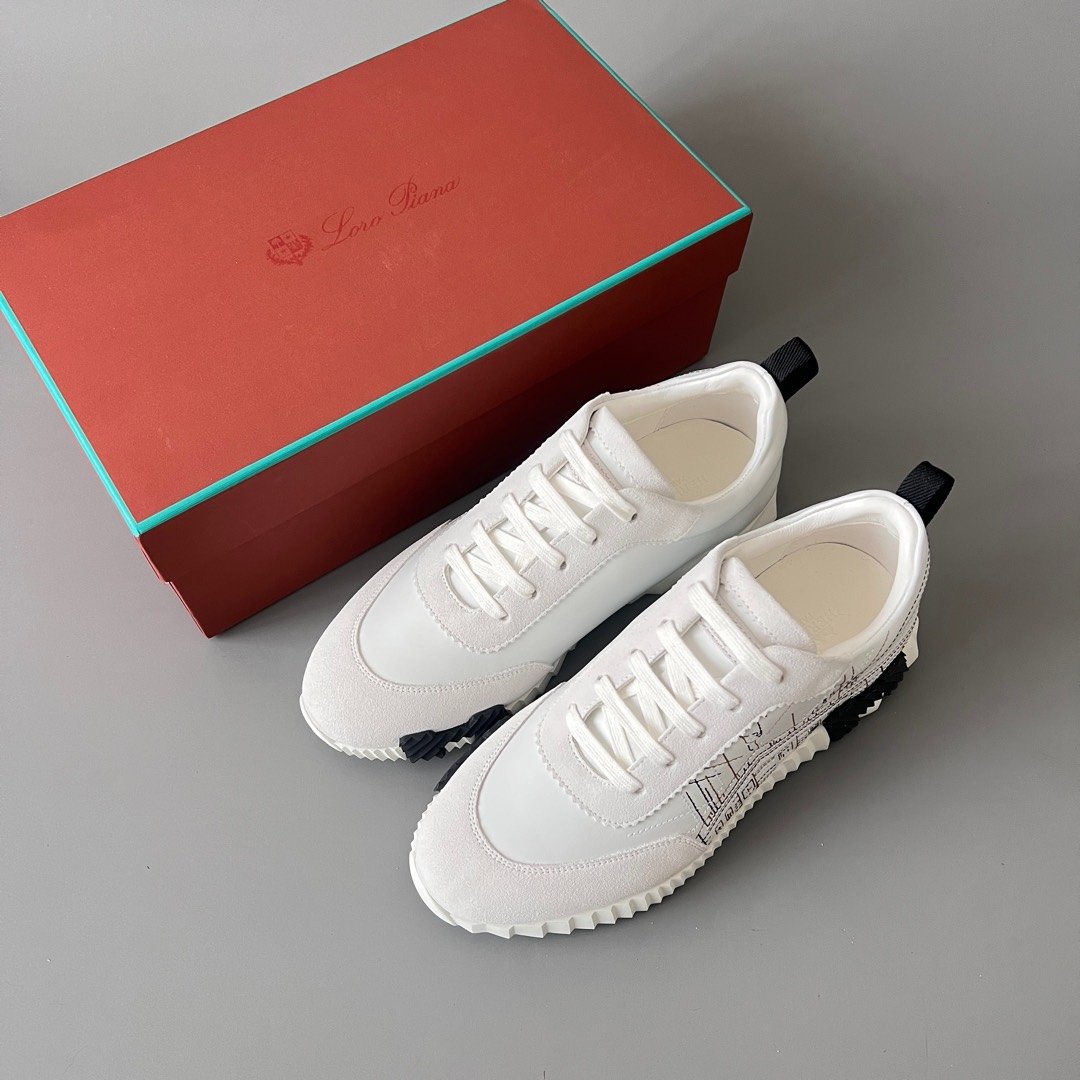 AuroraCustom Hermès Bouncing Series Leather & Architectural Blueprint Suede Trainers (White Plan & Sketch Edition) - Image 9