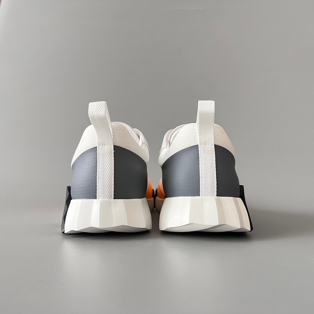 AuroraCustom Hermès Bouncing Series Leather & Technical Canvas Leisure Trainers (Marigold Orange & Pristine White Edition) - Image 5