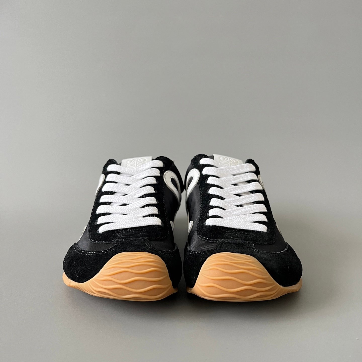 AuroraCustom Loewe Ballet Runner 2.0 Nylon & Calfskin Low-Top Sneakers (Stealth Black, Premium Velvet Suede & Contrast White Anagram Edition) - Image 2