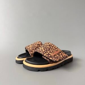 AuroraCustom Louis Vuitton Pool Pillow Comfort Monogram Denim Flat Slide Sandals (Premium Custom Denim Upper, Lambskin Lining & Private Mold Cushioned EVA Sole Women's Brown/Tan Edition)