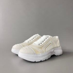 AuroraCustom Chanel 25B Series Mesh & Canvas Low-Top Sneakers (Pristine White & Tech TPU Foam Bottom Edition)