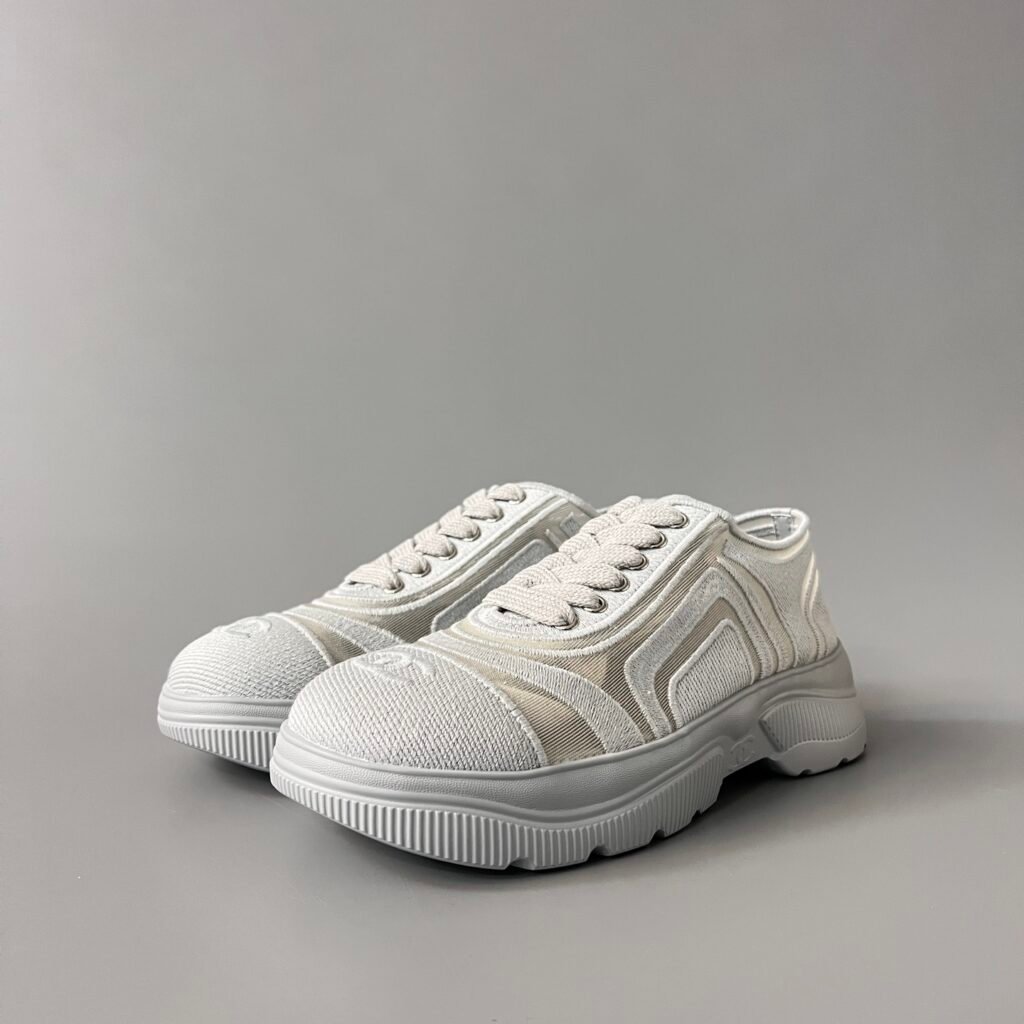 AuroraCustom Chanel 25B Series Mesh & Canvas Low-Top Sneakers (Soft Cloud Grey & Tech TPU Foam Bottom Edition)