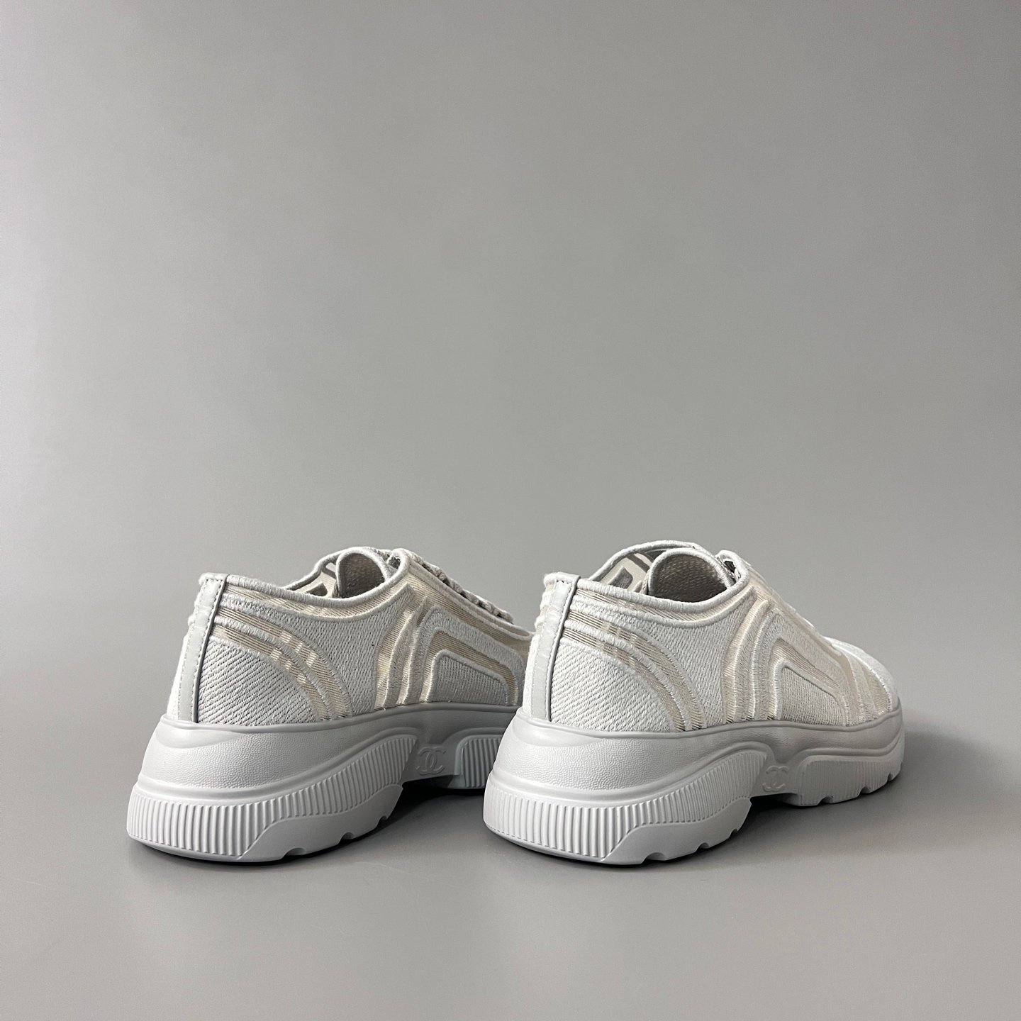 AuroraCustom Chanel 25B Series Mesh & Canvas Low-Top Sneakers (Soft Cloud Grey & Tech TPU Foam Bottom Edition) - Image 4
